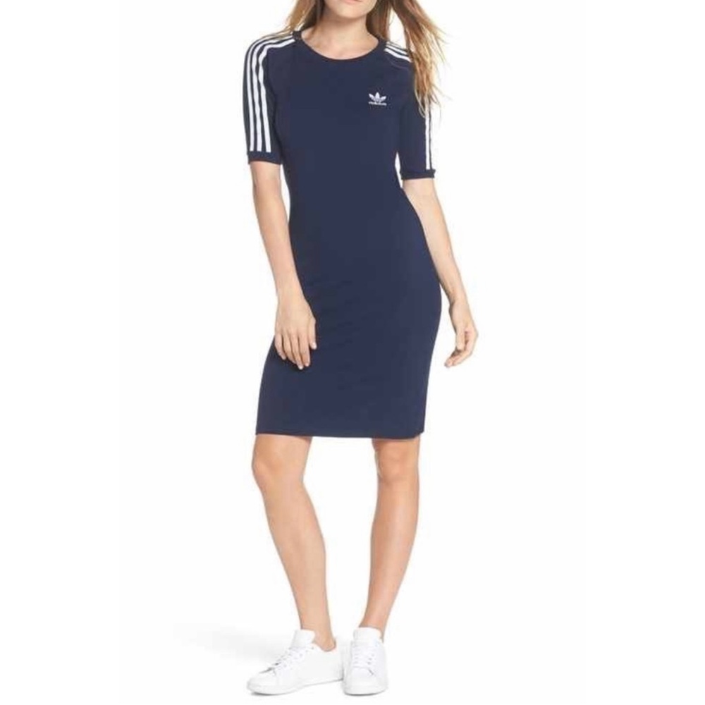 Adidas Navy Blue Long Bodycon dress short sleeve